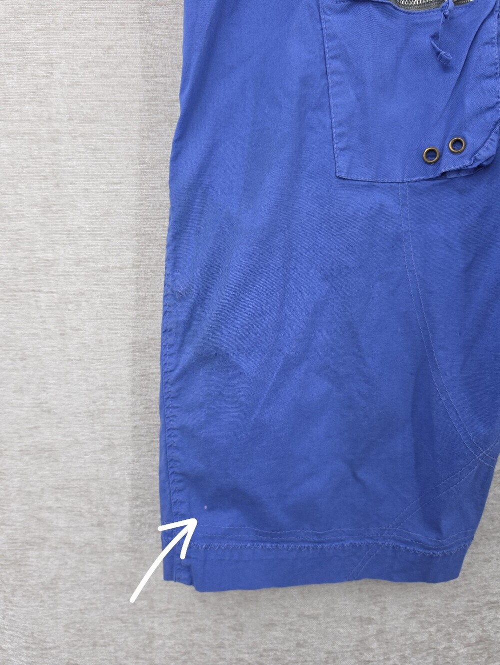 Pete & Greta Y2K Unisex Blue Cargo Bremuda Shorts Utility Pockets Thrashed - Picture 8 of 13